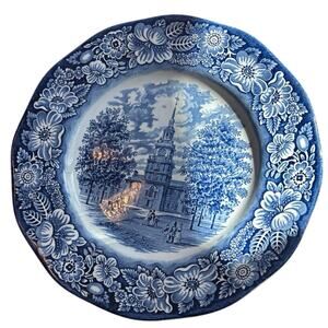Liberty Blue Staffordshire Ironstone Dinner Plate - 10”Independence Hall Country